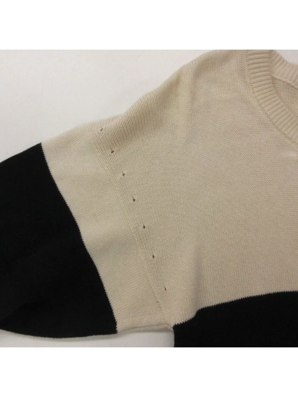 Chanel Dress Bicolor Long Sleeve Scottish Knee Length Rib Cotton Drop Woolder
